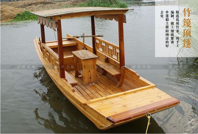 廠家熱賣高低篷船景區手劃船電動觀光游船烏篷船單蓬船仿古木船